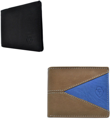 

Creative Edge Men Tan, Black Genuine Leather Wallet(6 Card Slots), Black;tan