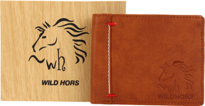 wild hors Men Tan Genuine Leather Wallet(8 Card Slots)
