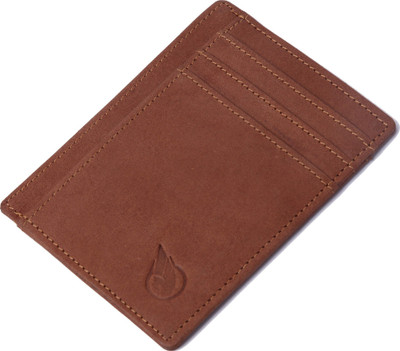 

RUGE Men Beige Genuine Leather Card Holder(6 Card Slots)