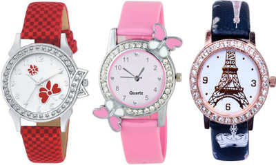 

TRUE KART NEW LOOK Stylish Eiffel Tower & butterfly Printed Dial Leather Belt Combo 103245 Watch - For Girls