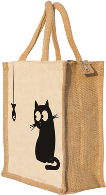 

Nisol Cat Love Fish Waterproof Lunch Bag(Beige, 12 inch)