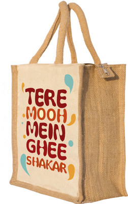 Nisol Tere mooh me Ghee Waterproof Lunch Bag(Beige, 12 inch)