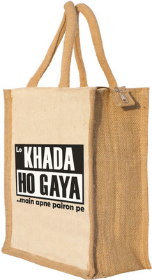 Nisol Khada Ho Gya Mai Waterproof Lunch Bag(Beige, 12 inch)