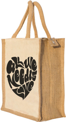 

Nisol All we need is Love, Heart Shape Waterproof Lunch Bag(Beige, 12 inch)