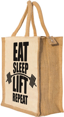 

Nisol Eat Sleep Lift Waterproof Lunch Bag(Beige, 12 inch)