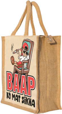 Nisol Baap Ko Mat Sikha Waterproof Lunch Bag(Beige, 12 inch)