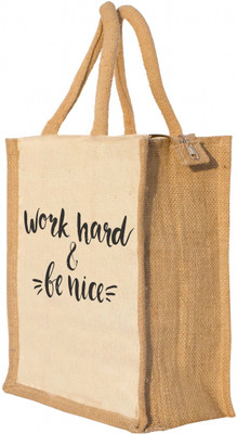 

Nisol Work hard & be Nice Waterproof Lunch Bag(Beige, 12 inch)