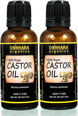 

Donnara Organics 100% Pure & Natural Cold Pressed Castor oil Combo pack of 2 bottles of 30 ml(60 ml) Hair Oil(60 ml)