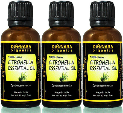 

Donnara Organics 100% Pure Citronella Essential oil- Natural & Undiluted Combo pack of 3 bottles of 30 ml(90 ml)(90 ml)