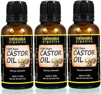 

Donnara Organics 100% Pure Cold Pressed Castor oil- Natural & Undiluted Combo pack of 3 bottles of 30 ml(90 ml)(90 ml)