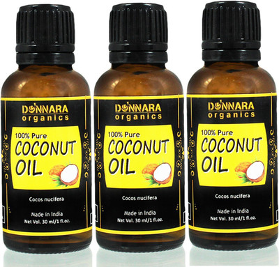 

Donnara Organics 100% Pure Virgin Coconut oil- Natural & Undiluted Combo pack of 3 bottles of 30 ml(90 ml)(90 ml)