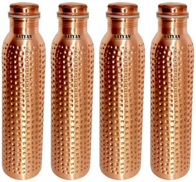 Shreeng HAMMERED COPPER WATER BOTTLE, 1000 ML, LEAK PROOF 1000 ml Bottle(Pack of 4, Brown, Copper)