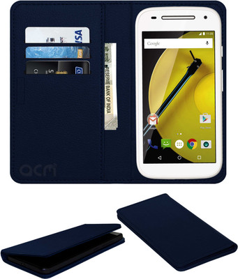 ACM Flip Cover for Motorola Moto E (2nd Gen) 3G(Blue, Cases with Holder, Pack of: 1)