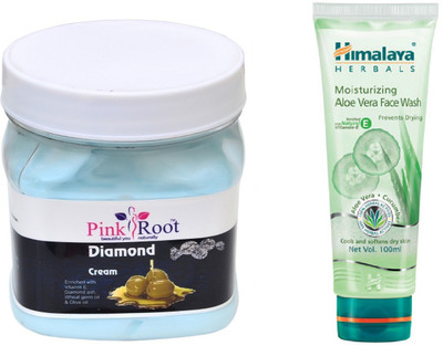

Pink Root DIAMOND CREAM 500ML WITH HIMALAYA ALOE VERA FACE WASH(Set of 2)