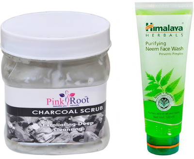 

Pink Root CHARCOAL SCRUB 500ML WITH HIMALAYA NEEM FACE WASH(Set of 2)
