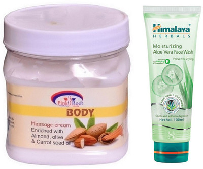 

Pink Root BODY MASSAGE CREAM 500ML WITH HIMALAYA ALOE VERA FACE WASH(Set of 2)