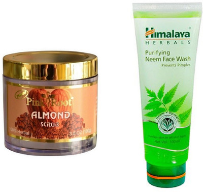 

Pink Root ALMOND SCRUB 100G WITH HIMALAYA NEEM FACE WASH(Set of 2)