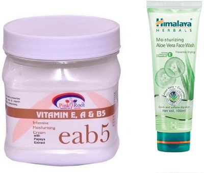 

Pink Root VITAMIN EAB5 CREAM 500ML WITH HIMALAYA ALOE VERA FACE WASH(Set of 2)