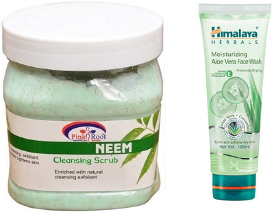 

Pink Root NEEM SCRUB 500ML WITH HIMALAYA ALOE VERA FACE WASH(Set of 2)