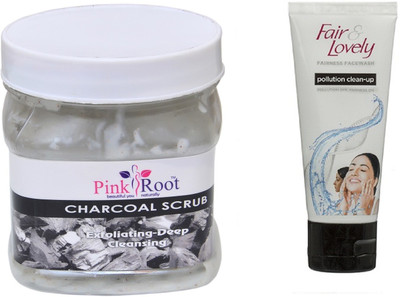 

Pink Root CHARCOAL SCRUB 500ML WITH FAIR & LOVELY POLLUTION CLEAN-UP FACE WASH(Set of 2)