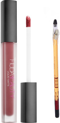 

Huda Beauty Professional Long lasting Liquid Matte ICON Colour Lipstick 3 Ml with Eye Kajal(Set of 1)