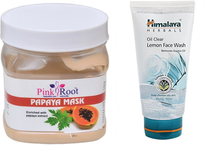 

Pink Root PAPAYA MASK 500ML WITH HIMALAYA LEMON FACE WASH(Set of 2)