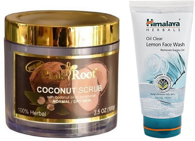 

Pink Root COCONUT SCRUB 100G WITH HIMALAYA LEMON FACE WASH(Set of 2)