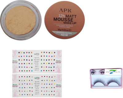 

SIRF TUM 7 SIRF TUM 7EYELASHES , ROOP NIKHAR BINDI, APK 12H MATT MOUSSE MAKEUP IMPROVED TEXTURE NEW NO- PK 22 SET SET 3(Set of 3)