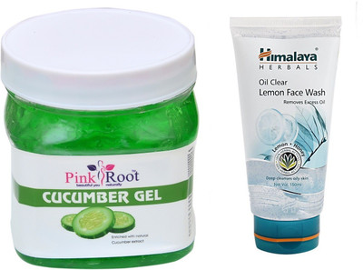 

Pink Root CUCUMBER GEL 500ML WITH HIMALAYA LEMON FACE WASH(Set of 2)