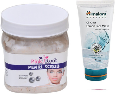 

Pink Root PEARL SCRUB 500ML WITH HIMALAYA LEMON FACE WASH(Set of 2)
