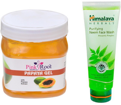 

Pink Root PAPAYA GEL 500ML WITH HIMALAYA NEEM FACE WASH(Set of 2)