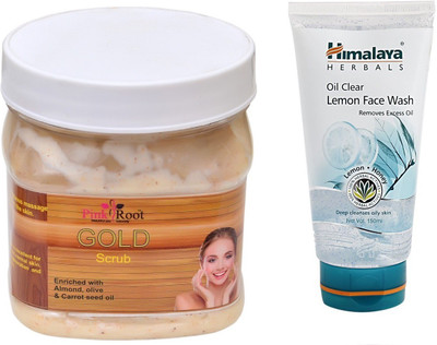 

Pink Root GOLD SCRUB 500ML WITH HIMALAYA LEMON FACE WASH(Set of 2)