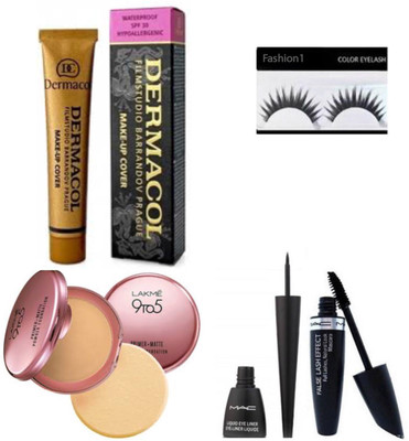 

FASHION 1 Combo sets Eyelash,Eyeliner mascara,Dermacol with compact (set of 5)(Set of 5)