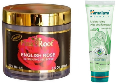 

Pink Root ENGLISH ROSE SCRUB 100G WITH HIMALAYA ALOE VERA FACE WASH(Set of 2)