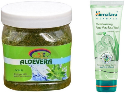 

Pink Root ALOEVERA SCRUB 500ML WITH HIMALAYA ALOE VERA FACE WASH(Set of 2)