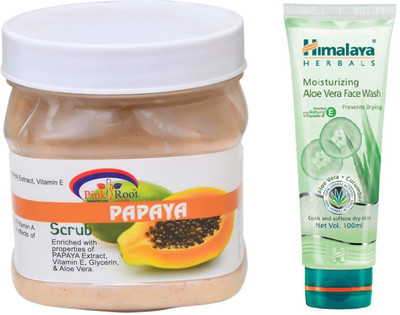 

Pink Root PAPAYA SCRUB 500ML WITH HIMALAYA ALOE VERA FACE WASH(Set of 2)