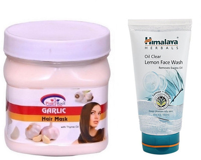 

Pink Root GARLIC MASK 500ML WITH HIMALAYA LEMON FACE WASH(Set of 2)