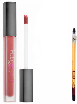 

Huda Beauty Professional Long lasting Liquid Matte Colour Lipstick 6 Ml with Eye Kajal(Set of 2)