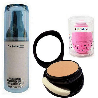 

caroline Sponge Puff, Mac Matchmaster Liquid Foundation, Mac Two Way Comapct(Set of 3)