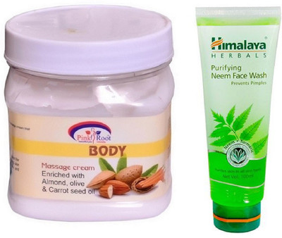 

Pink Root BODY MASSAGE CREAM 500ML WITH HIMALAYA NEEM FACE WASH(Set of 2)