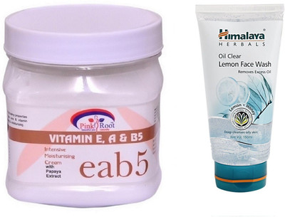 

Pink Root VITAMIN EAB5 CREAM 500ML WITH HIMALAYA LEMON FACE WASH(Set of 2)