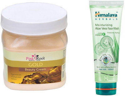 

Pink Root GOLD CREAM 500ML WITH HIMALAYA ALOE VERA FACE WASH(Set of 2)