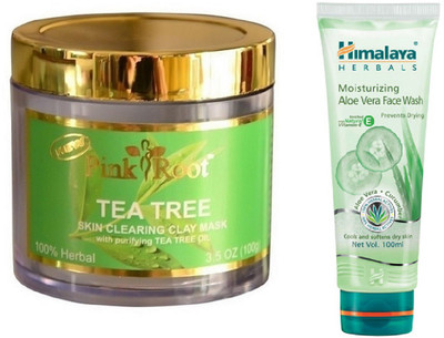 

Pink Root TEA TREE MASK 100G WITH HIMALAYA ALOE VERA FACE WASH(Set of 2)