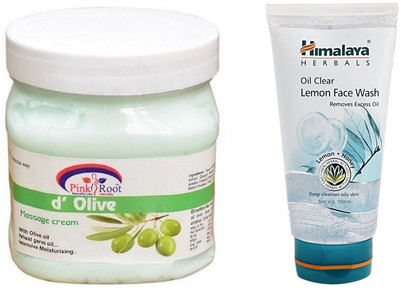 

Pink Root D OLIVE CREAM 500ML WITH HIMALAYA LEMON FACE WASH(Set of 2)