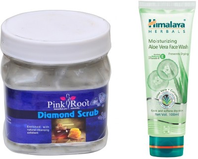 

Pink Root DIAMOND SCRUB 500ML WITH HIMALAYA ALOE VERA FACE WASH(Set of 2)