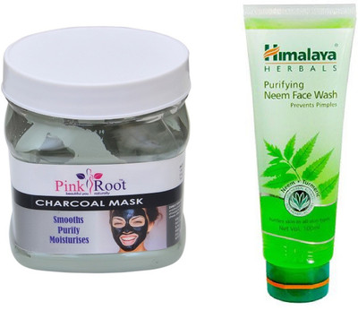 

Pink Root CHARCOAL MASK 500ML WITH HIMALAYA NEEM FACE WASH(Set of 2)