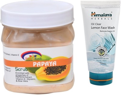 

Pink Root PAPAYA SCRUB 500ML WITH HIMALAYA LEMON FACE WASH(Set of 2)