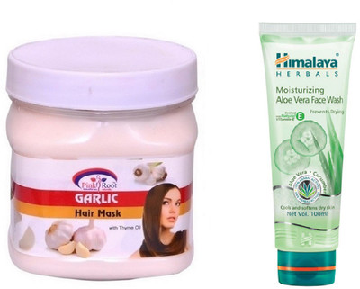 

Pink Root GARLIC MASK 500ML WITH HIMALAYA ALOE VERA FACE WASH(Set of 2)