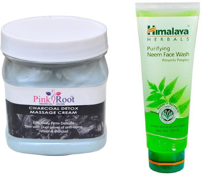 

Pink Root CHARCOAL CREAM 500ML WITH HIMALAYA NEEM FACE WASH(Set of 2)