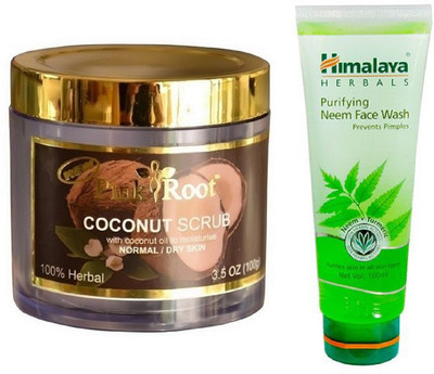 

Pink Root COCONUT SCRUB 100G WITH HIMALAYA NEEM FACE WASH(Set of 2)
